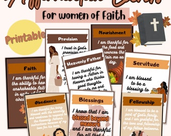 Autumn Gratitude Inspirational Fall Affirmation Cards printable, Christian faith-based women Empowerment Cards, Positive Affirmation Cards