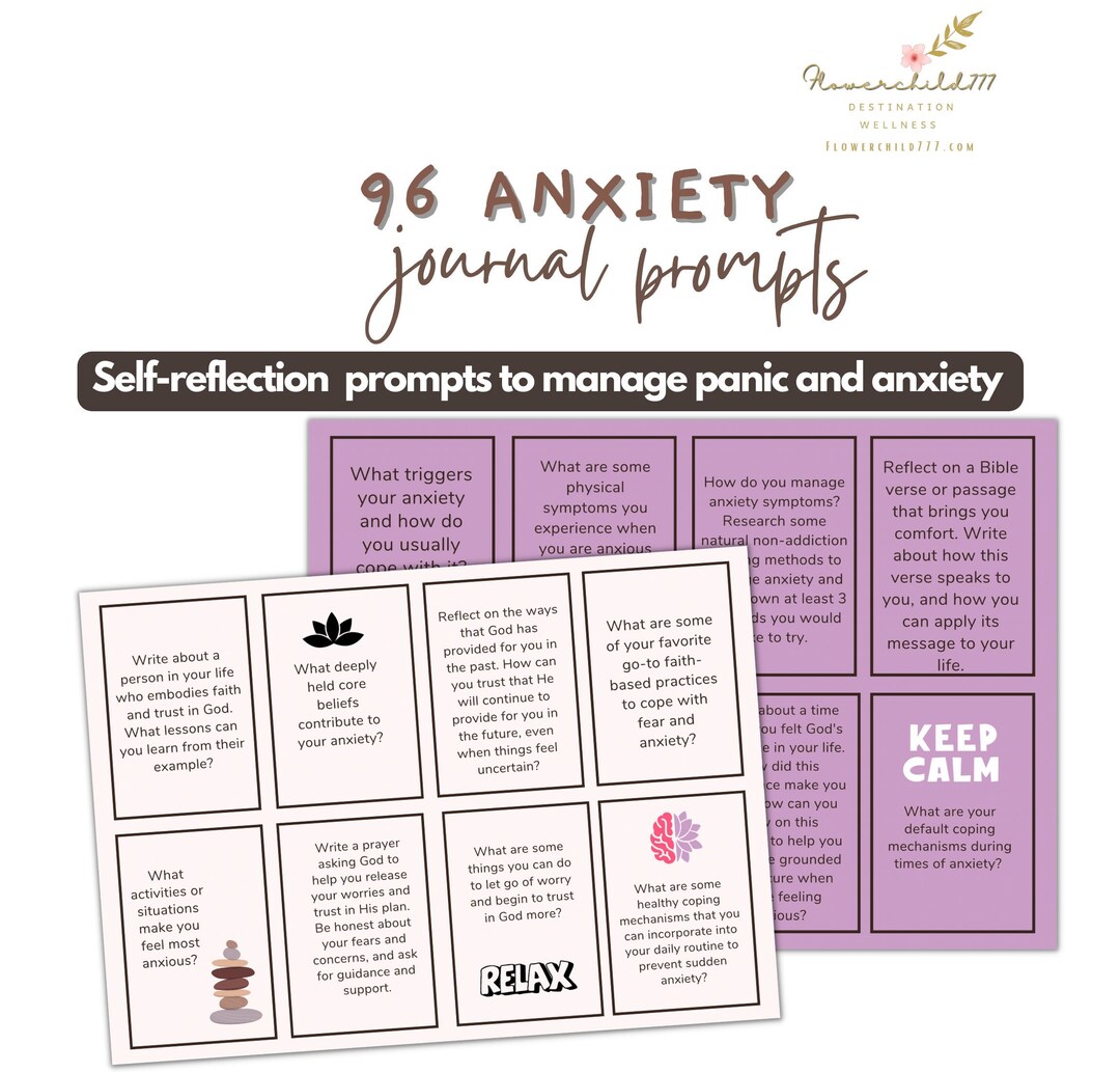 Anxiety Journal Prompts, Journal Prompts for Anxiety - Etsy