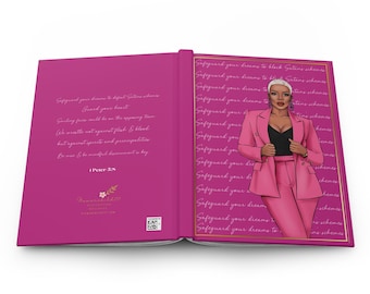 Christian Pink Journal, Matte Hardcover Diary for Black Women, Faith Notebook, Prayer Journal, Scripture Journal, Bible Study Planner
