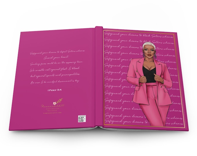 Christian Pink Journal, Matte Hardcover Diary for Black Women, Faith Notebook, Prayer Journal, Scripture Journal, Bible Study Planner