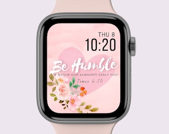 Christian Apple Watch scripture  wallpaper, digital watch face, watercolor background, smartwatch face, 45 mm apple watch face for women