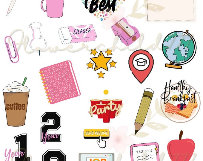 School planner College stickers, student digital stickers, School stickers, study planner, Goodnotes Stickers, Academic planner Stickers