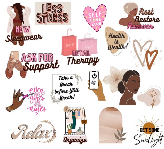 Mental health Black women planner, black girl digital stickers, Self Care planner Stickers, black girl journal stickers, Goodnotes Stickers,