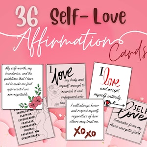 Carte di affermazione per l'amor proprio, mazzo di carte stampabili per la cura di sé e l'amor proprio, parole di affermazione, spunti per l'amor proprio