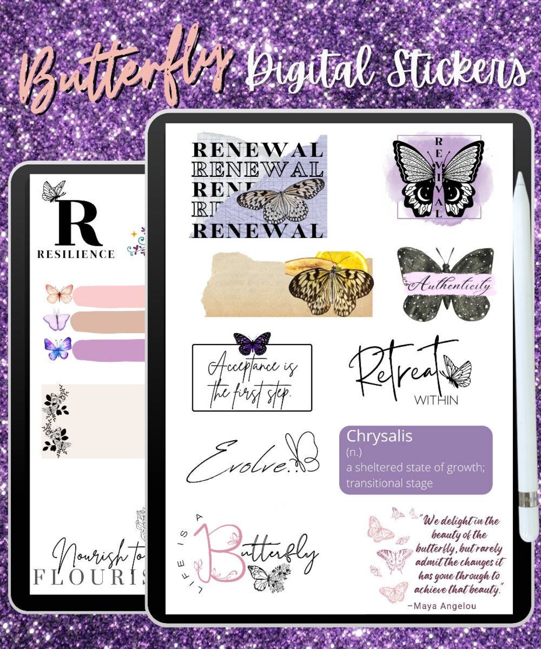 Butterfly Goodnotes Digital Planner Stickers, Png Digital Planner ...