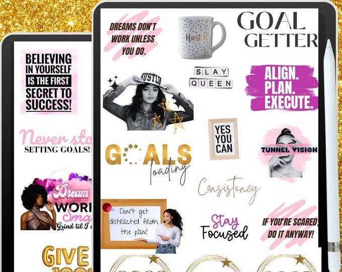 2026 Digital planner Goodnotes, Goal planner digital Vision board stickers goodnotes, Goals Planning digital Stickers, Black Girl Planner