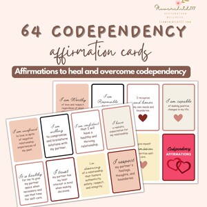 Codependency affirmations, overcoming codependency, affirmations for codependency, affirmation cards, attachment style, couples therapy, relationship addiction, emotionalhealthshop
