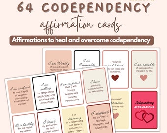 Codependency recovery affirmations, overcoming codependency, affirmation cards, attachment style, couples therapy, relationship addiction