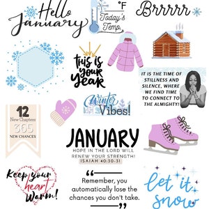 January winter Stickers, New Year Stickers, Scripture stickers, Digital Bible Journaling, Christian planner, Digital Stickers planning