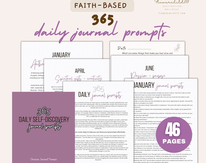 365 Journal prompts for self discovery Christian journal prompts, daily journal prompts printable, monthly journal prompts for mental health