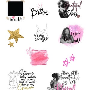 Black girl digital stickers Goodnotes stickers, girly stickers, pinkblack stickers
