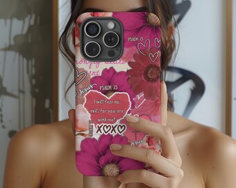 Pink Floral Psalm 23 Phone Case: Christian Protective Cover