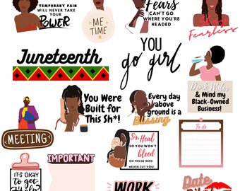 Black girl planner Stickers, black women planner, Black Girl Digital Planner Stickers, Goodnotes Stickers, Self Care Planner, png stickers