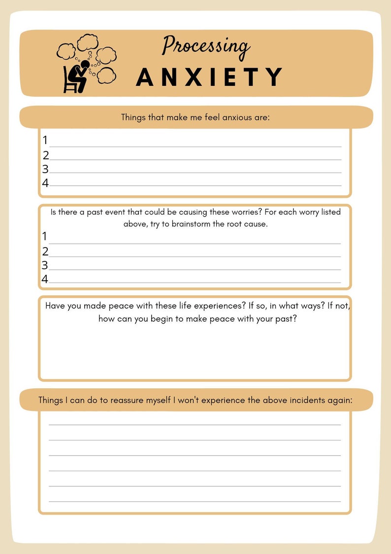 Anxiety workbook, anxiety coping
