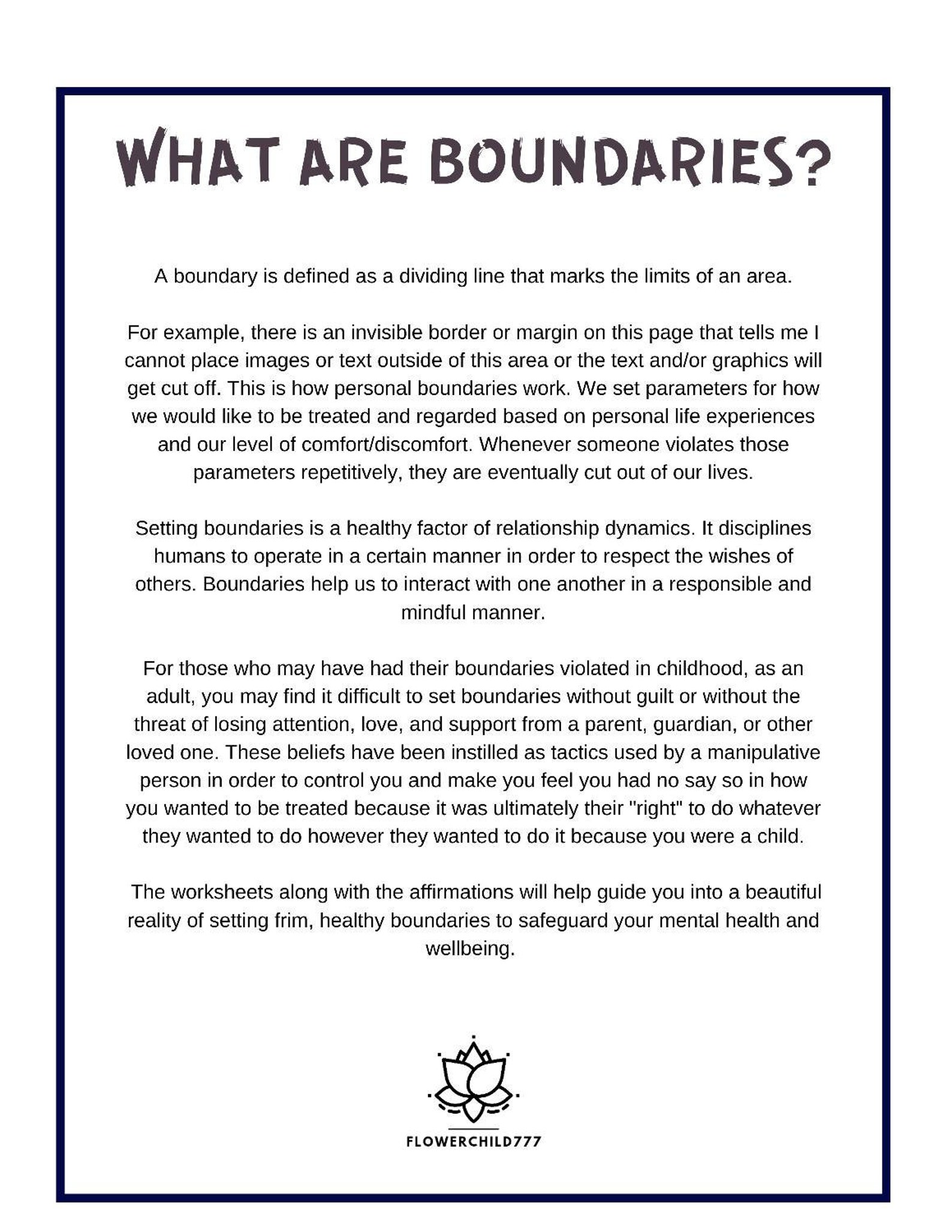 Boundaries Workbook Boundaries Journal Boundary Setting Etsy