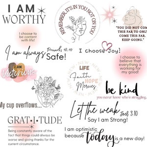 Daily Affirmation Stickers, quotes stickers, digital planner stickers, Gratitude stickers, Goodnotes Planner stickers, Notability stickers