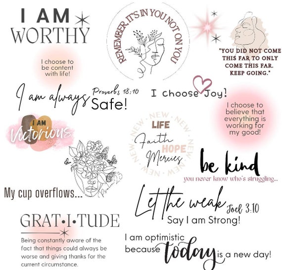 Daily Affirmation Stickers, Quotes Stickers, Digital Planner Stickers,  Gratitude Stickers, Goodnotes Planner Stickers, Notability Stickers 