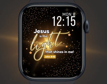 Christian Apple Watch face wallpaper, digital watch face, faith png, smartwatch face, 45 mm apple watch face for women