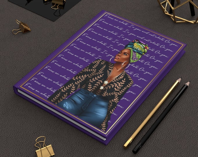 Black Woman journal hardcover notebook matte, college gift, black girl stationery, brown girl christian journal, black owned stationery