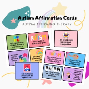 Cartes d'affirmation de l'autisme, thérapie de confirmation de l'autisme, cartes d'affirmation quotidiennes pour enfants neurodivergentes imprimables, affirmation positive pour enfants