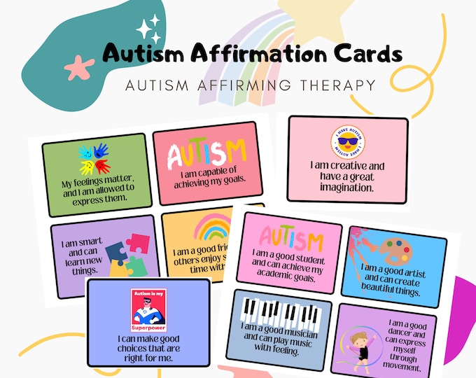 Autism Affirmation cards, autism affirming therapy, Kids Daily Affirmation Cards neurodivergent Printable, Children's Positive Affirmation