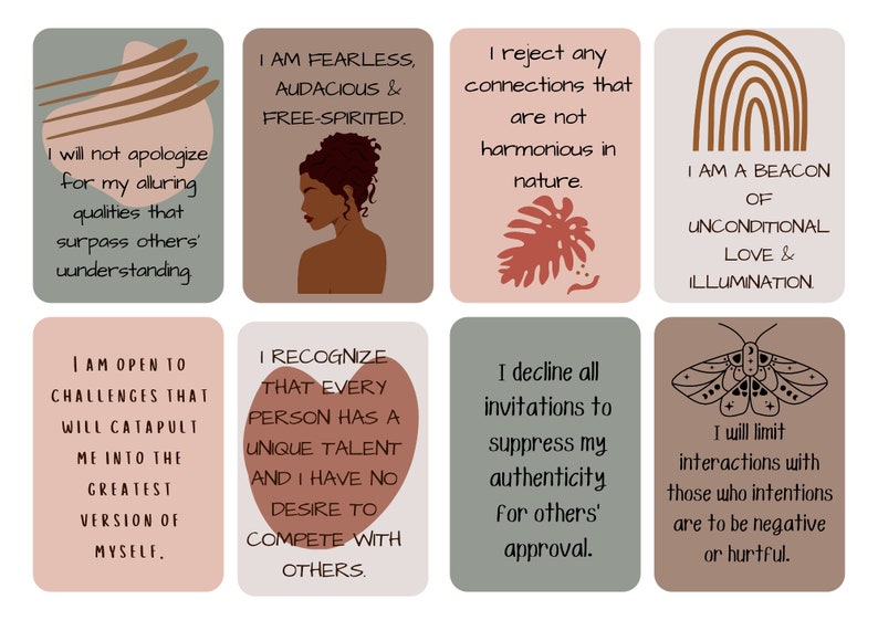 Boho affirmation cards printable daily affirmation cards affirmation cards for self esteem and confidence women affirmation cards women empowerment cards Printable affirmation cards affirmation cards printable positive affirmation cards printable