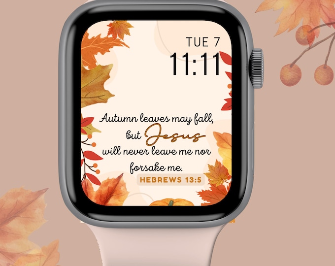Christian Apple Watch Face: Autumn Leaves Watercolor (Digital Download)