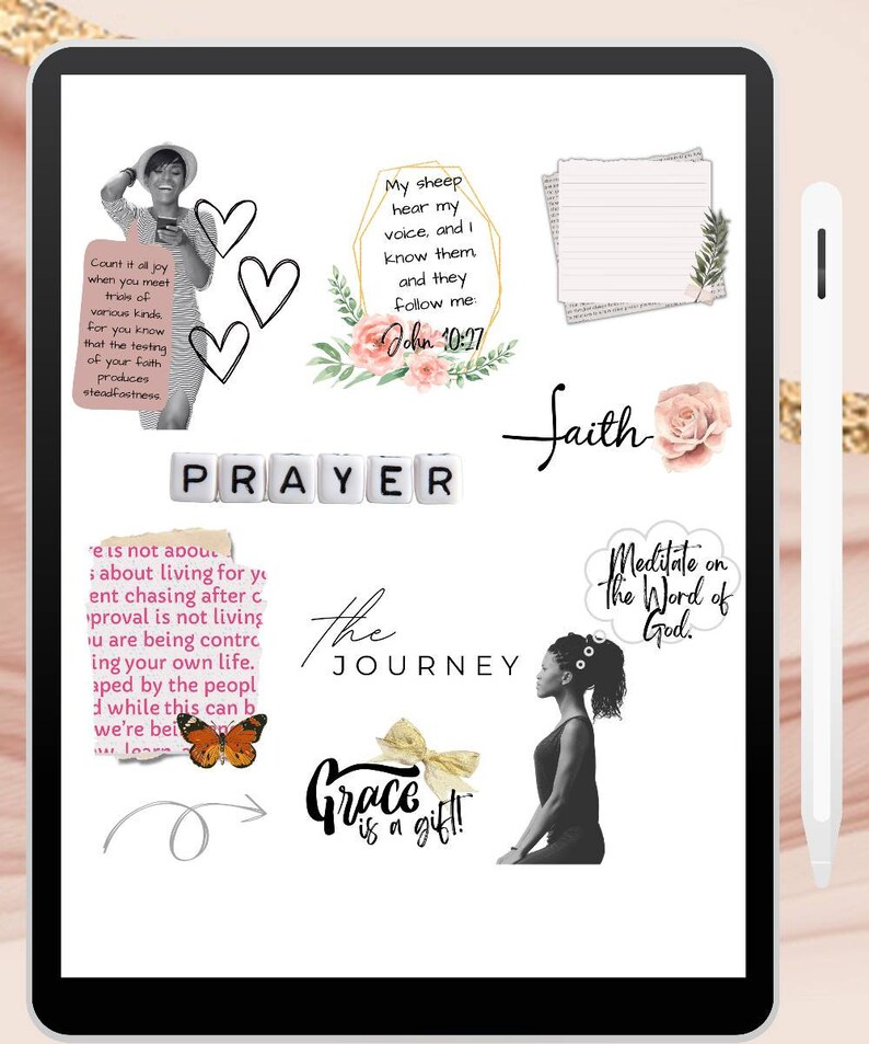 Goodnotes faith stickers, digital bible verse stickers, pink black stickers, black girl digital stickers, ipad planner stickers, precropped png stickers, christian digital stickers luxbook lovejenell