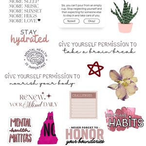 Mental Health Digital Stickers, Self Care Stickers, Digital Self Care ...