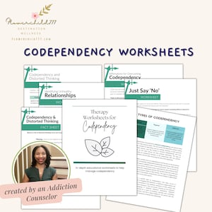 Codependency worksheets, therapy activity, overcoming codependency, attachment style, couples therapy workbook, relationship addiction