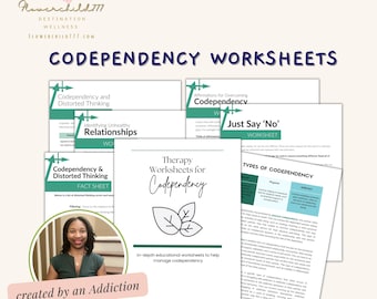 Hojas de trabajo sobre codependencia, actividad terapéutica, cómo superar la codependencia, estilo de apego, libro de trabajo para terapia de pareja, adicción a las relaciones