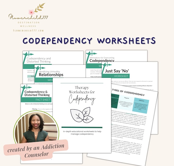 Codependency worksheets, therapy activity, overcoming codependency, attachment style, couples therapy workbook, relationship addiction