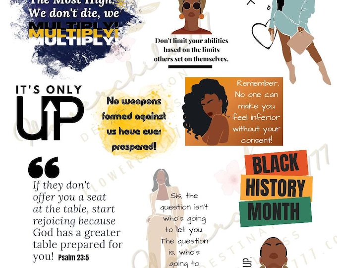 Black Girl digital Black girl magic Planner Stickers Goodnotes, african american planner, affirmation Stickers, Self Care, notability