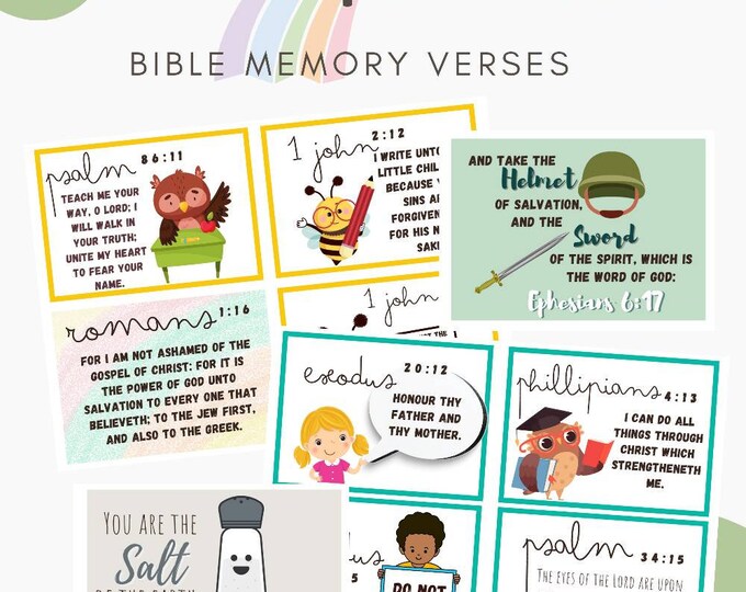 Kids Scripture Flashcards printable, kids bible cards, kids Bible Memory verses, Bible verse notes, Lunchbox notes, bible Memorization Cards