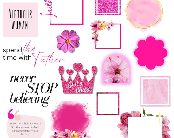 Faith Digital planner Stickers, Bible verse stickers, Scripture stickers, Digital Bible Journaling Christian Digital pink girly stickers
