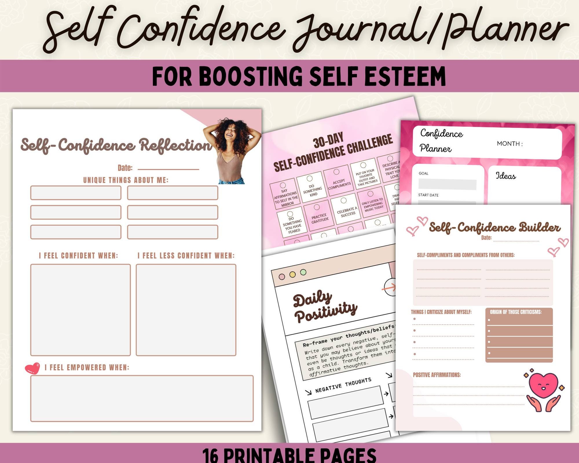 self esteem worksheets self esteem planner self care etsy