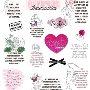 Daily Affirmation Stickers, quotes stickers, Self Care stickers, Boundaries, self love png, Goodnotes Planner stickers, Notability stickers