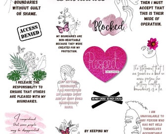 Daily Affirmation Stickers, quotes stickers, Self Care stickers, Boundaries, self love png, Goodnotes Planner stickers, Notability stickers