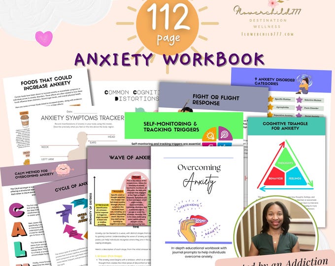 Anxiety workbook CBT Triangle, anxiety worksheets, anxiety Journal with prompts, self help therapy tools CBT coping skills Self help therapy