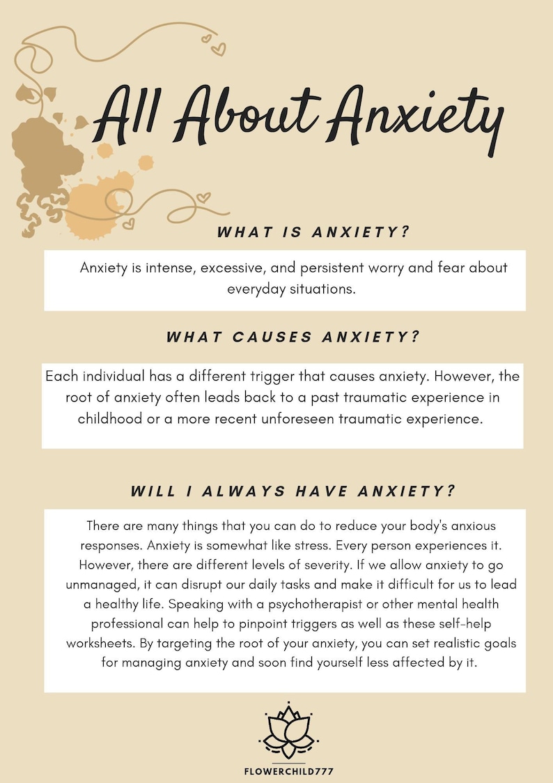 Anxiety workbook, anxiety coping skills