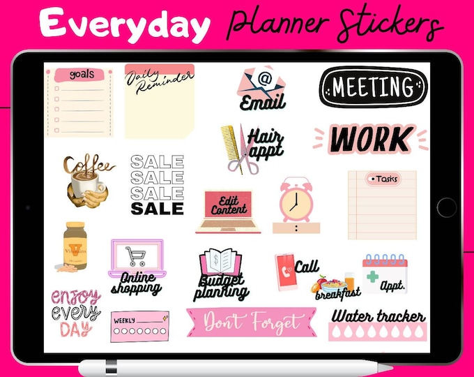 Everyday digital daily life Stickers, basic stickers, Daily digital planner stickers, Workday stickers, Goodnotes stickers