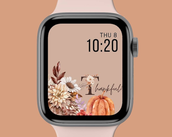 Apple Watch face fall autumn wallpaper, digital watch face, watercolor background, smartwatch face, 45 mm apple watch face