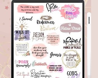 Religious Digital Devotional Stickers, Faith Bible verse, Scripture stickers, Digital Bible Journaling, Christian planner Digital Stickers