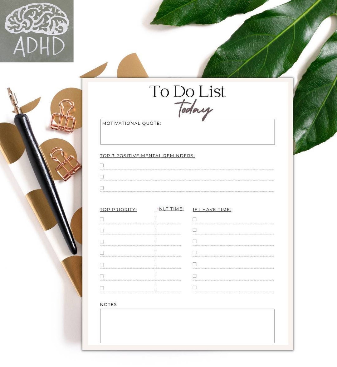 ADHD Planner Printable ADHD to Do List Black and White - Etsy