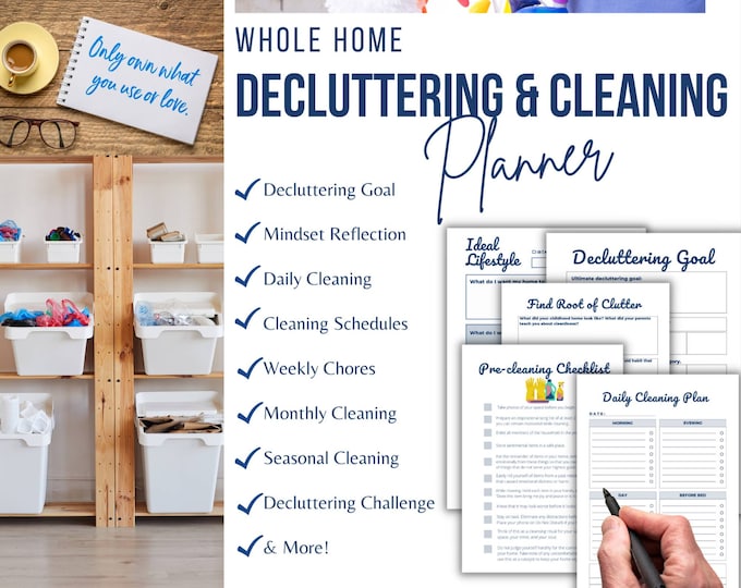 Cleaning Checklist, Weekly Cleaning Schedule, Cleaning Planner, Household Chores, Decluttering Cleaning Planner, House Cleaning
