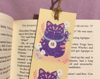 Cat bookmark - Lucky Cat, Gifts for Cat Lovers, Animal bookmark, Gifts for readers, Japanese bookmark, Cat Illustration, Cat Gift