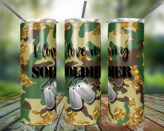 Love My Soldier Dog Tags Glitter Camo Template for Sublimation | Etsy