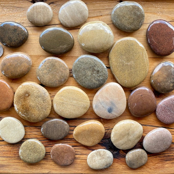 27 flat 1-3” natural beach  painting stones pebbles art Boho design home rock decor kids art Zen stone memorial mándala cairn round oval sha