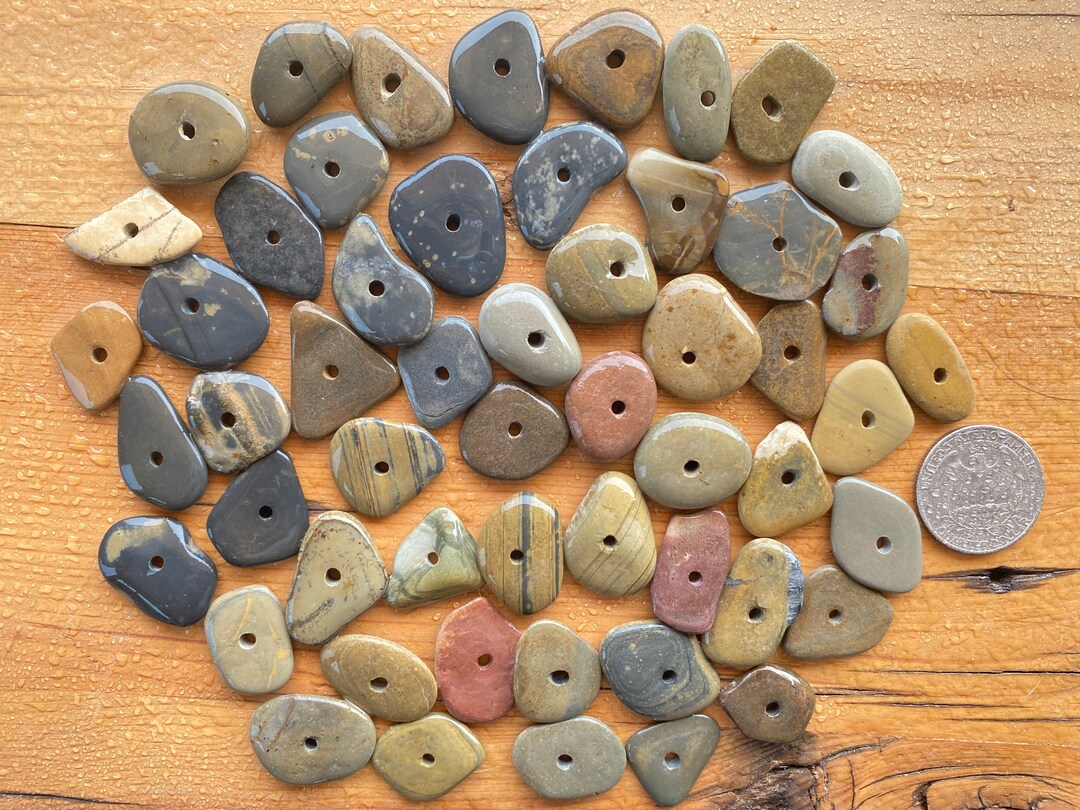 Middle Drilled Beach Stones 7/8 1 River Pebbles for Etsy