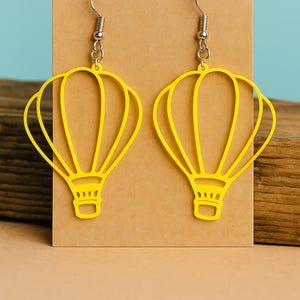 Hot Air Balloon Custom 3D Printed Earrings Choose from a variety of fun Colors! Lightweight! Nickel-Free Earring Hooks